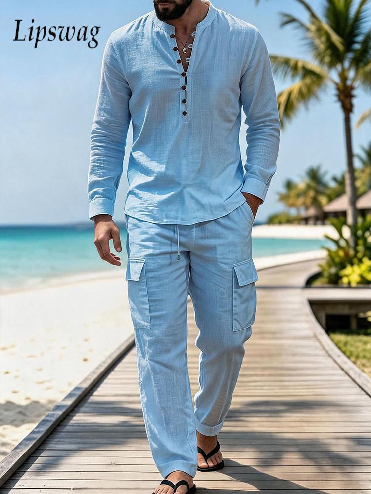 Vintage Fashion Outfits Men - Fashionable Solid Color Two Piece Suits