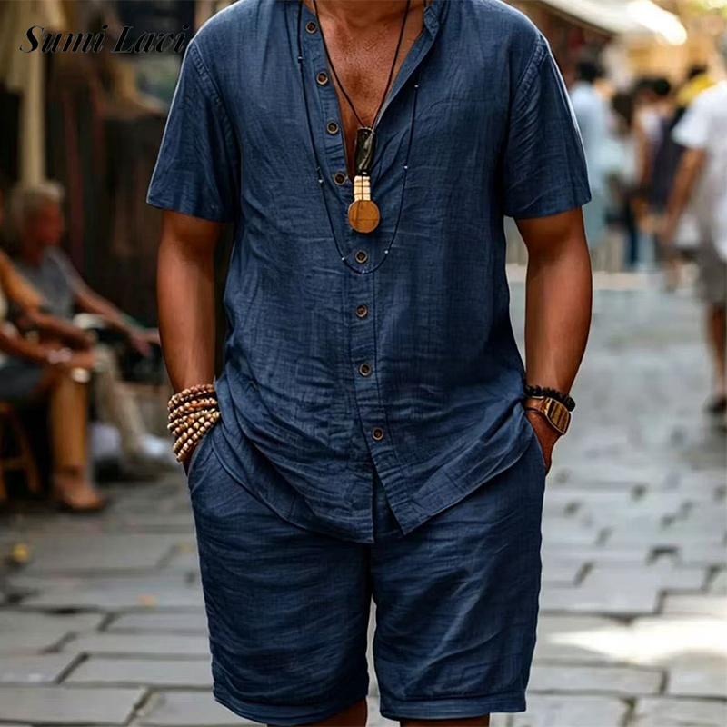 Vintage Fashion Outfits Men - Outdoor Casual Mens Solid Color Two
