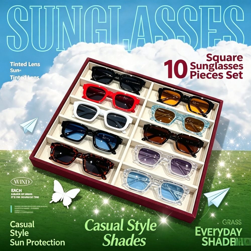 Vintage Fashion Outfits Men - 10Pcs Unisex Universal Small Square Frame