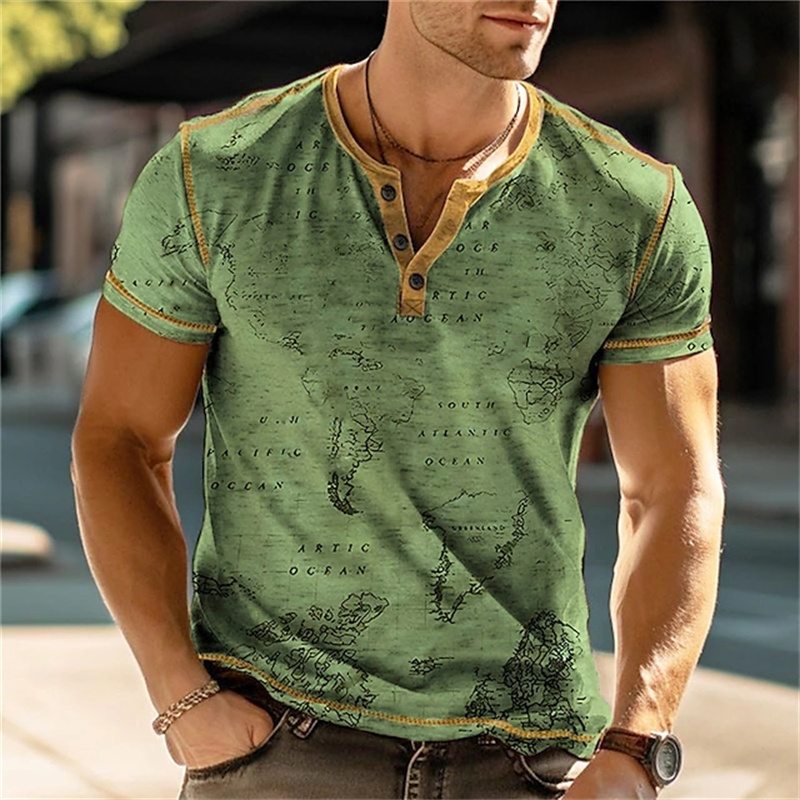 Men's Henry Shirts Funny 3D Pr - Vintage Fashion Mens recension och pris